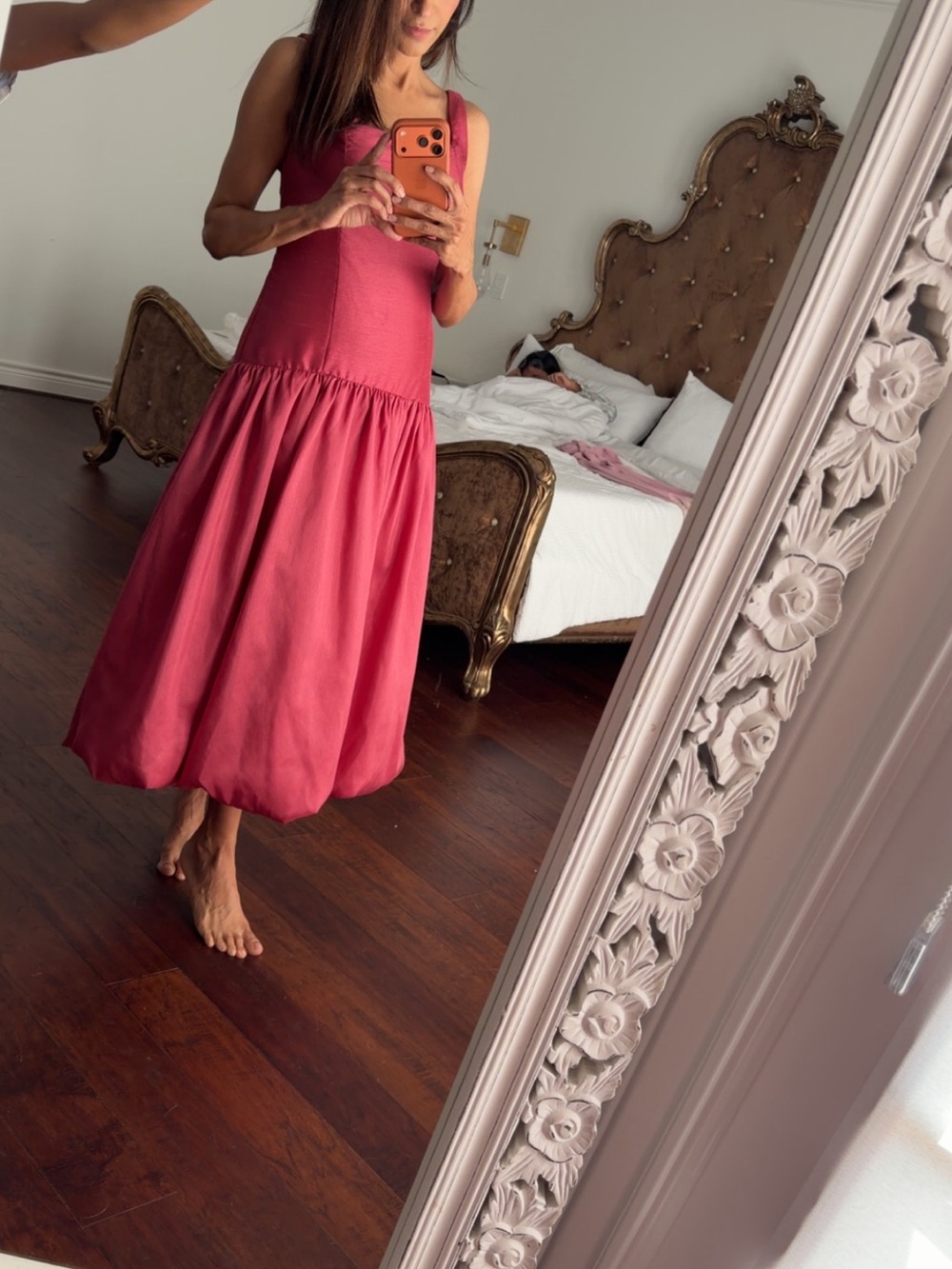 Anthropologie Rose Pink Maxi Drop-Waist Skirt Dress